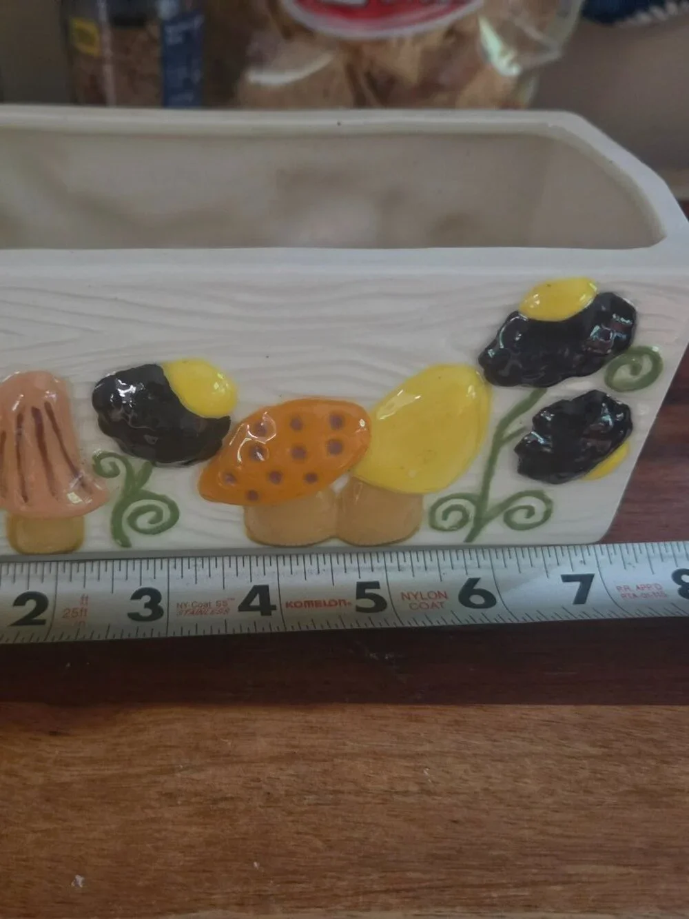 1970s rectangular vintage mushroom 3d planter